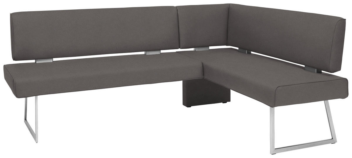 ECKBANK in Metall, Textil Anthrazit, Edelstahlfarben  - Edelstahlfarben/Anthrazit, Design, Textil/Metall (208/160cm) - Dieter Knoll