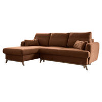 ECKSOFA Chenille Terracotta  - Terracotta/Naturfarben, Holz/Textil (157/235cm) - MID.YOU