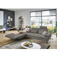 ECKSOFA in Echtleder Hellgrau  180/310 cm  - Hellgrau/Schwarz, Design, Leder/Metall (180/310cm) - Dieter Knoll