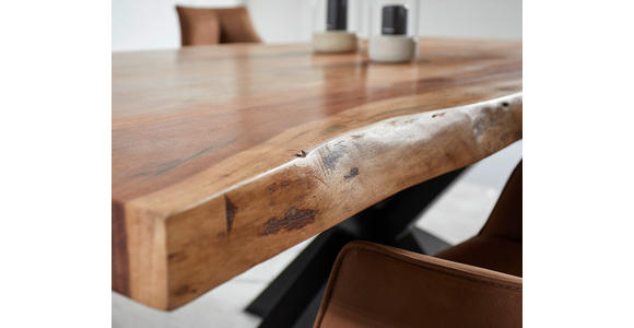 COUCHTISCH Akazie massiv 125/75/45 cm rechteckig Schwarz, Akaziefarben  - Schwarz/Akaziefarben, Natur, Holz/Metall (125/75/45cm) - Landscape