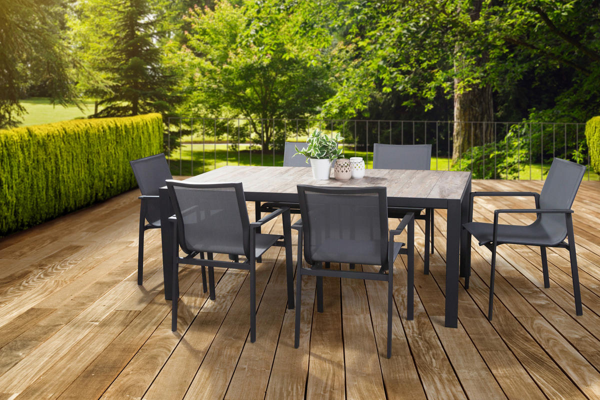 GARTENTISCH 180/100/74 cm Metall rechteckig  - Anthrazit/Graubraun, Basics, Keramik/Metall (180/100/74cm) - Siena Garden