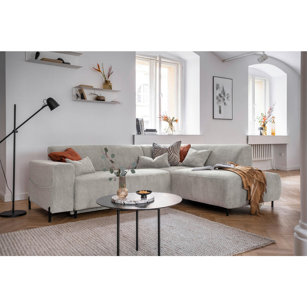 Thumbnail - Mid.you Ecksofa, Beige, Textil, Uni, 6-Sitzer, Füllung: Schaumstoffflocken,Schaumstoffflocken, Ottomane rechts, L-Form, ...