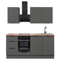 KÜCHENBLOCK   in Graphitfarben  - Schwarz/Graphitfarben, Basics, Holzwerkstoff/Metall (180/210/60cm) - Carryhome