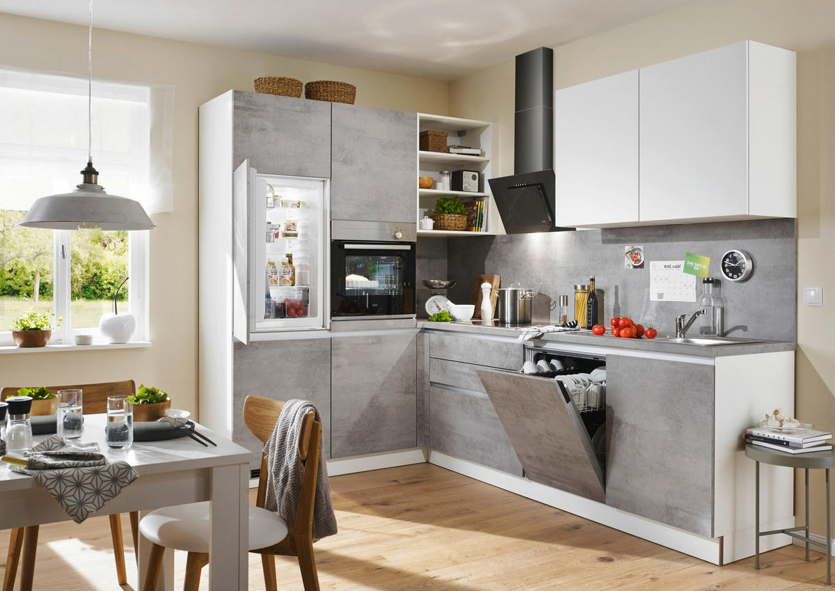 KÜCHENLEERBLOCK  185/275 cm  in Weiß, Hellgrau  - Hellgrau/Weiß, Design, Holzwerkstoff (185/275cm) - Welnova