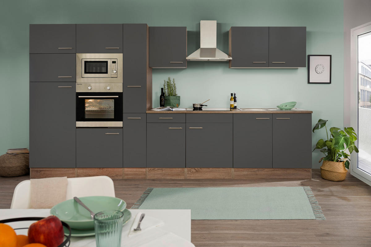 MODULKÖK UTAN VITVAROR 360 cm   i grå  - stålfärgad/grå, Basics, metall/trämaterial (360cm) - Respekta