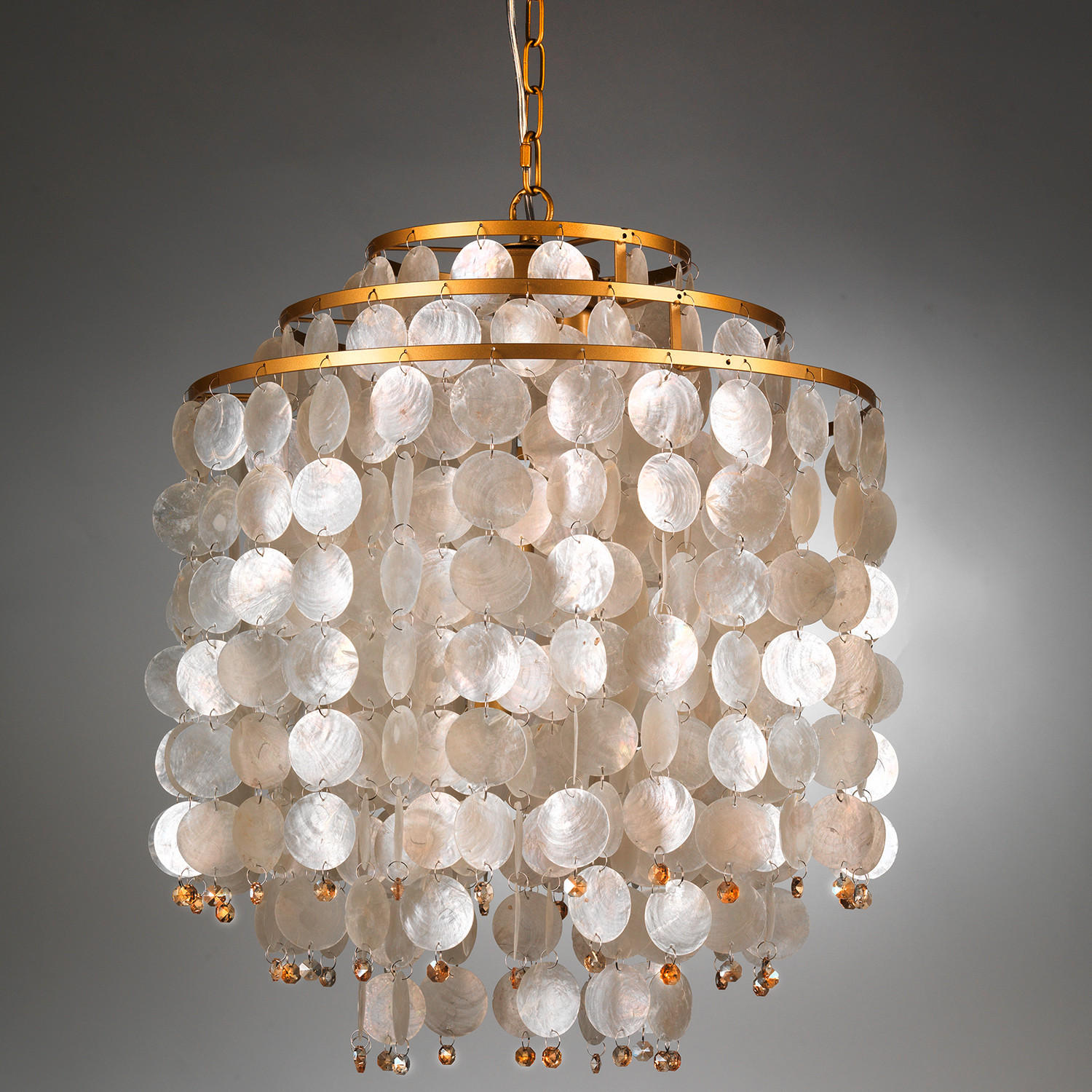 PENDELLEUCHTE 45/45/110 cm   - Perlmutt/Goldfarben, Basics, Naturmaterialien/Metall (45/45/110cm)