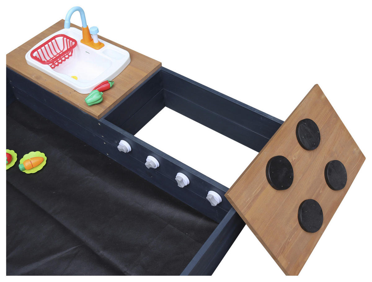 SANDKASTEN  - Anthrazit/Braun, Konventionell, Holz (115/21,8/180cm)
