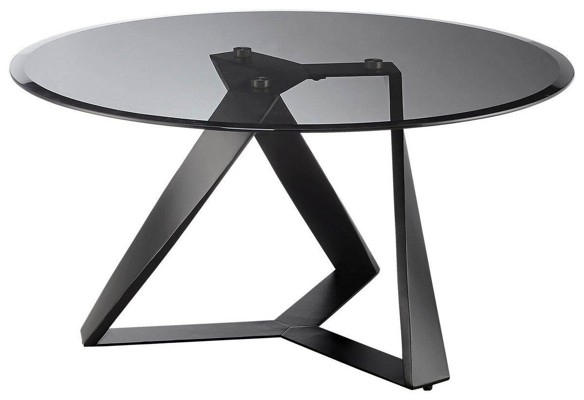COUCHTISCH in Metall, Glas 91/91/47 cm  - Schwarz/Grau, Design, Glas/Metall (91/91/47cm) - Novel