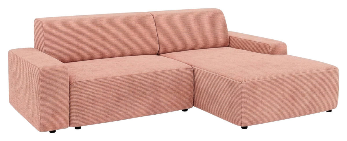 ECKSOFA Cord Pink  - Pink/Schwarz, Modern, Kunststoff/Textil (246/162cm) - Trendmanufaktur