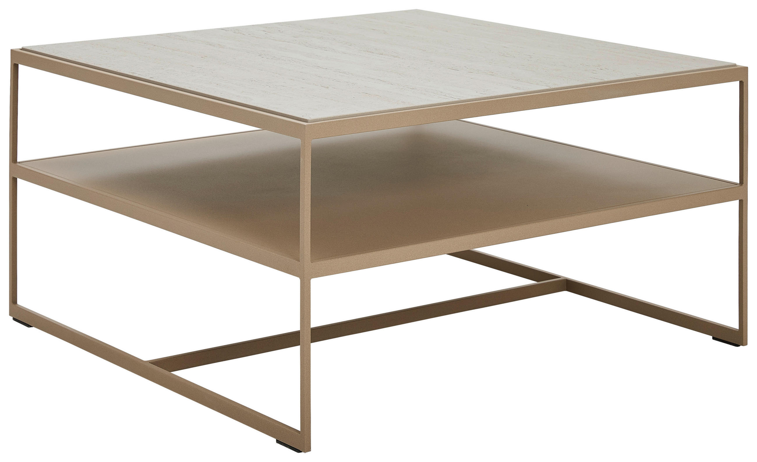 COUCHTISCH 80/80/42 cm quadratisch Creme, Beige  - Hellbraun/Beige, Design, Stein/Metall (80/80/42cm) - Johann Jakob