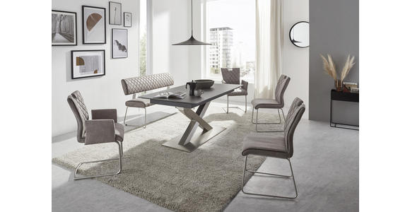 SITZBANK 140/87,5/62 cm in Edelstahlfarben, Dunkelgrau - Edelstahlfarben/Dunkelgrau, Design, Textil/Metall (140/87,5/62cm) - Dieter Knoll