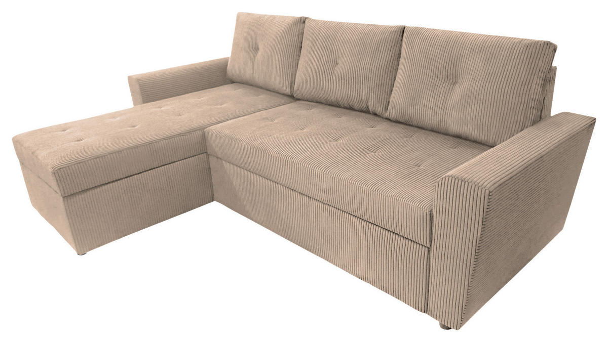 ECKSOFA TERMOLI in Cord Taupe  155/231 cm  - Taupe/Schwarz, Design, Kunststoff/Textil (155/231cm) - MID.YOU