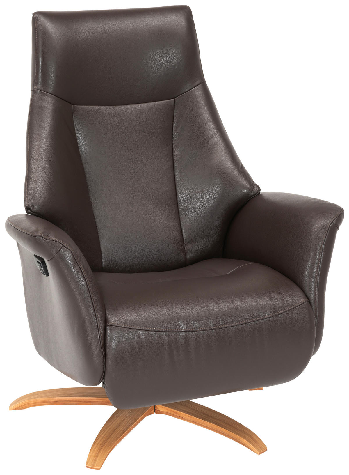 RELAXFÅTÖLJ i läder, metall, trä mörkbrun  - mörkbrun/ekfärgad, Klassisk, metall/läder (84/110/84cm) - Welnova