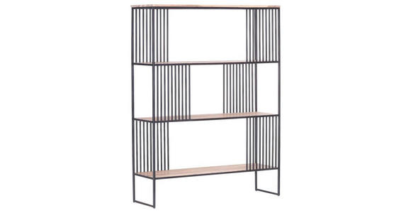 REGAL Akazie massiv Schwarz, Akaziefarben - Schwarz/Akaziefarben, Trend, Holz/Metall (115/150/35cm) - Carryhome