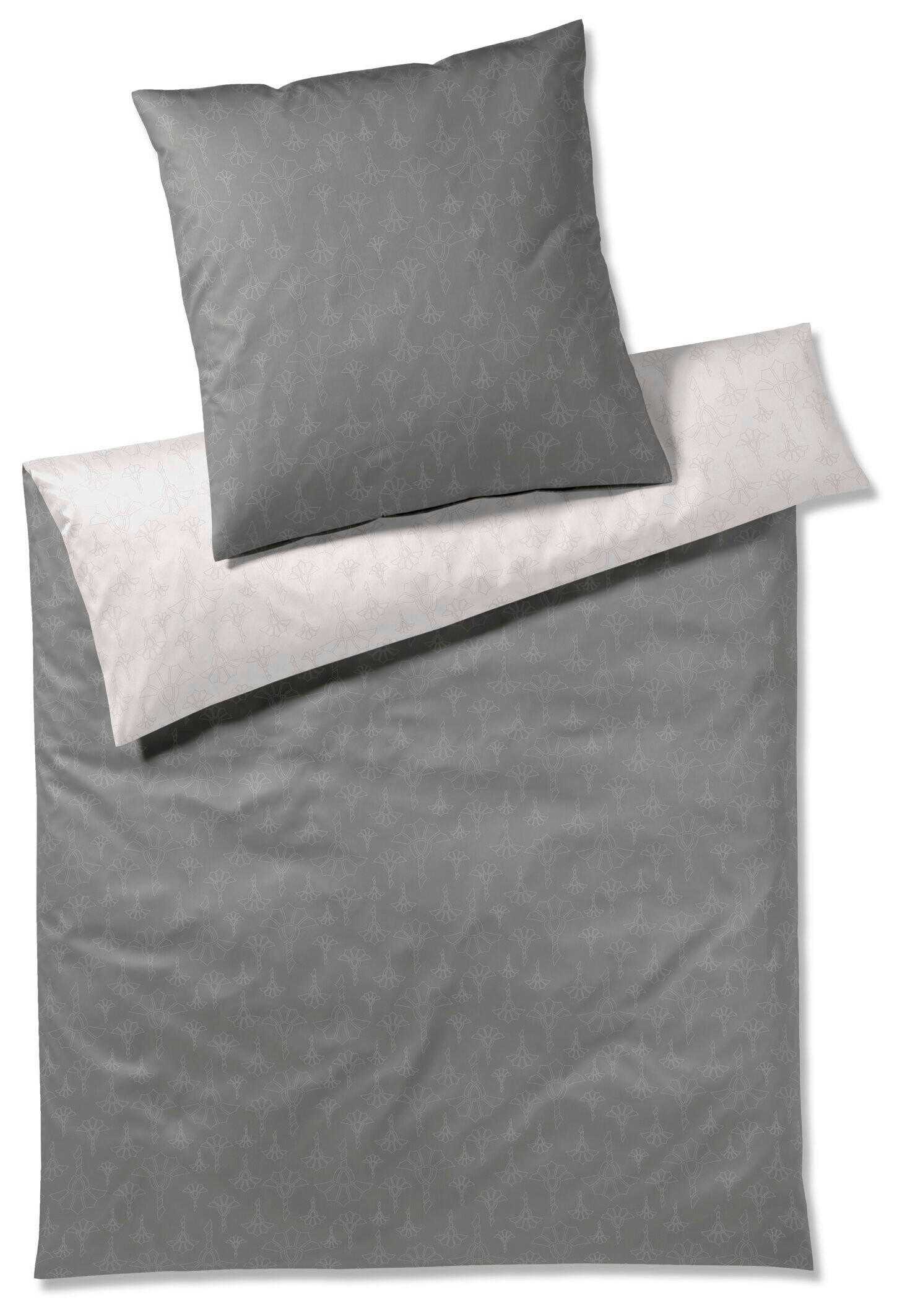 BETTWÄSCHESET Makosatin 200/210 cm  100 cm/65 cm  - Graphitfarben, Basics, Textil (200/210cm) - Joop!
