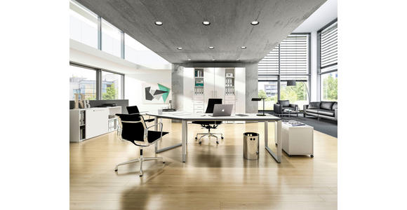 SCHREIBTISCH 200/80-100/68-82 cm in Grau, Weiß - Weiß/Grau, Basics, Holzwerkstoff/Metall (200/80-100/68-82cm) - Moderano