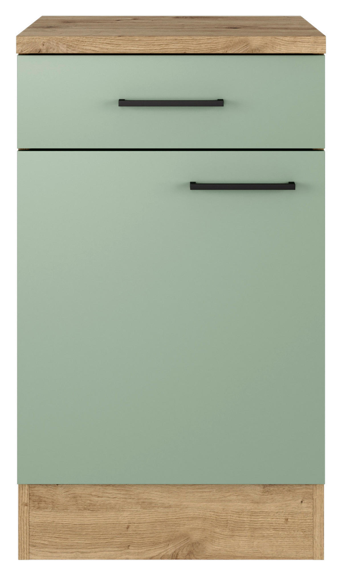 KÜCHENUNTERSCHRANK 50/85/57 cm  in Grün, Eiche Artisan  - Schwarz/Eiche Artisan, KONVENTIONELL, Holzwerkstoff/Metall (50/85/57cm) - FlexWell