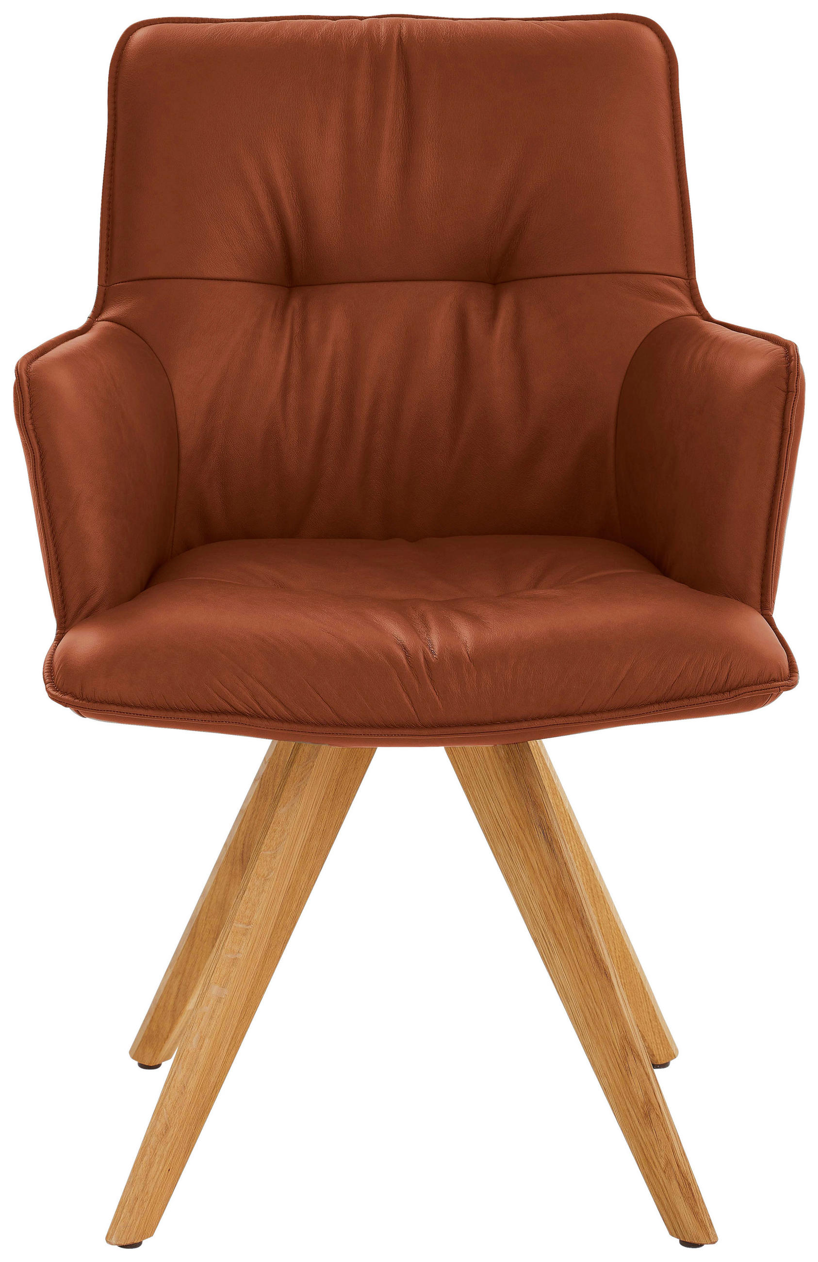 ARMLEHNSTUHL  in Echtleder pigmentiert  - Eichefarben/Cognac, Design, Leder/Holz (59/89/63cm) - Dieter Knoll