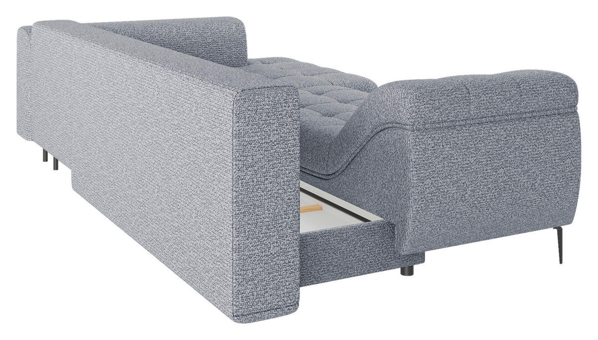 ECKSOFA Grau Struktur, Bouclé  - Schwarz/Grau, Design, Textil (177/276cm) - MID.YOU