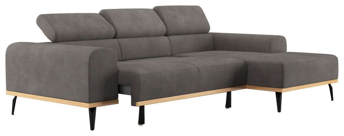 ECKSOFA in Chenille Dunkelgrau  244/157 cm  - Dunkelgrau/Schwarz, KONVENTIONELL, Textil/Metall (244/157cm) - Cotta