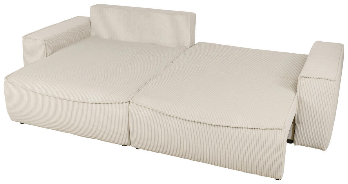 ECKSOFA Naturfarben Cord  - Schwarz/Naturfarben, KONVENTIONELL, Kunststoff/Textil (148/265cm) - Carryhome