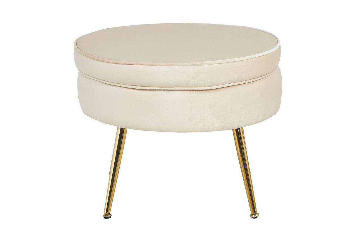 HOCKER in Textil Beige  - Beige/Goldfarben, MODERN, Textil/Metall (52/41/52cm) - Livetastic