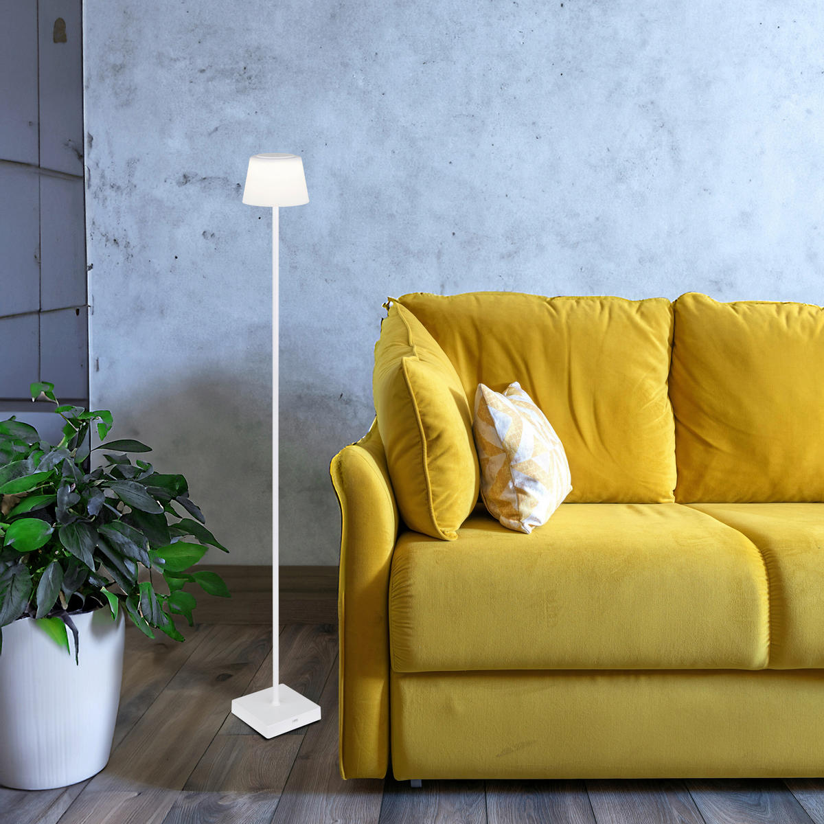AKKU-STEHLEUCHTE - Weiss, Design, Kunststoff/Metall (14/14/120cm) - Globo