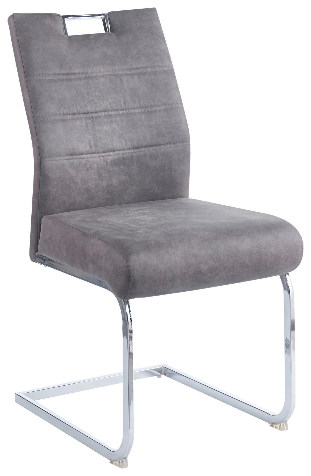 SCHWINGSTUHL  in Eisen Mikrofaser  - Chromfarben/Grau, Design, Textil/Metall (50/61/98cm) - Carryhome