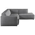 ECKSOFA in Cord Dunkelgrau  - Dunkelgrau/Schwarz, KONVENTIONELL, Kunststoff/Textil (254/224cm) - Hom`in