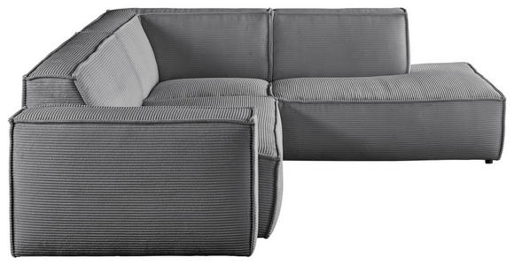 ECKSOFA in Cord Dunkelgrau  - Dunkelgrau/Schwarz, KONVENTIONELL, Kunststoff/Textil (254/224cm) - Hom`in