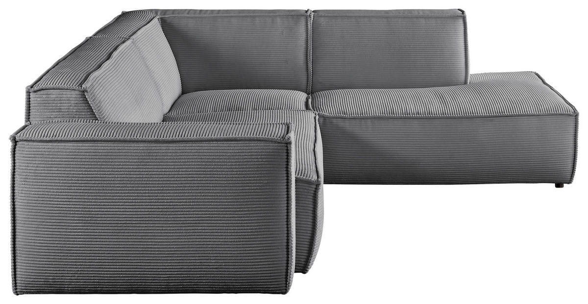 ECKSOFA in Cord Dunkelgrau  254/224 cm  - Dunkelgrau/Schwarz, KONVENTIONELL, Kunststoff/Textil (254/224cm) - Hom`in