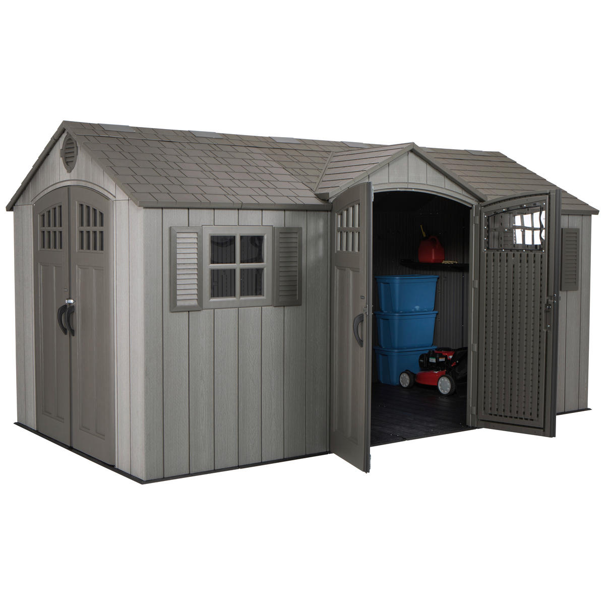 GERÄTEHAUS 457/244/244 cm  - Dunkelgrau, Basics, Kunststoff (457/244/244cm) - Ambia Garden