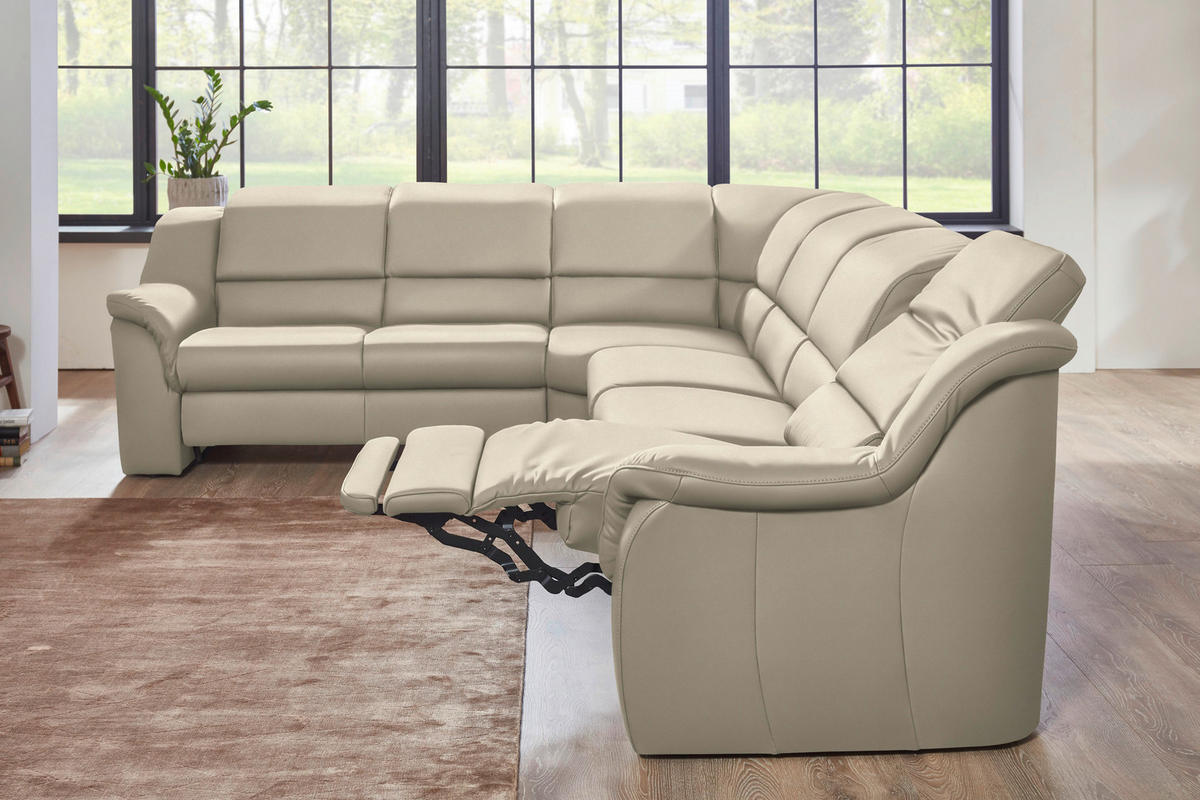 ECKSOFA  in Echtleder Seidengrau  260/324 cm  - Seidengrau/Schwarz, KONVENTIONELL, Leder/Kunststoff (260/324cm) - Cantus