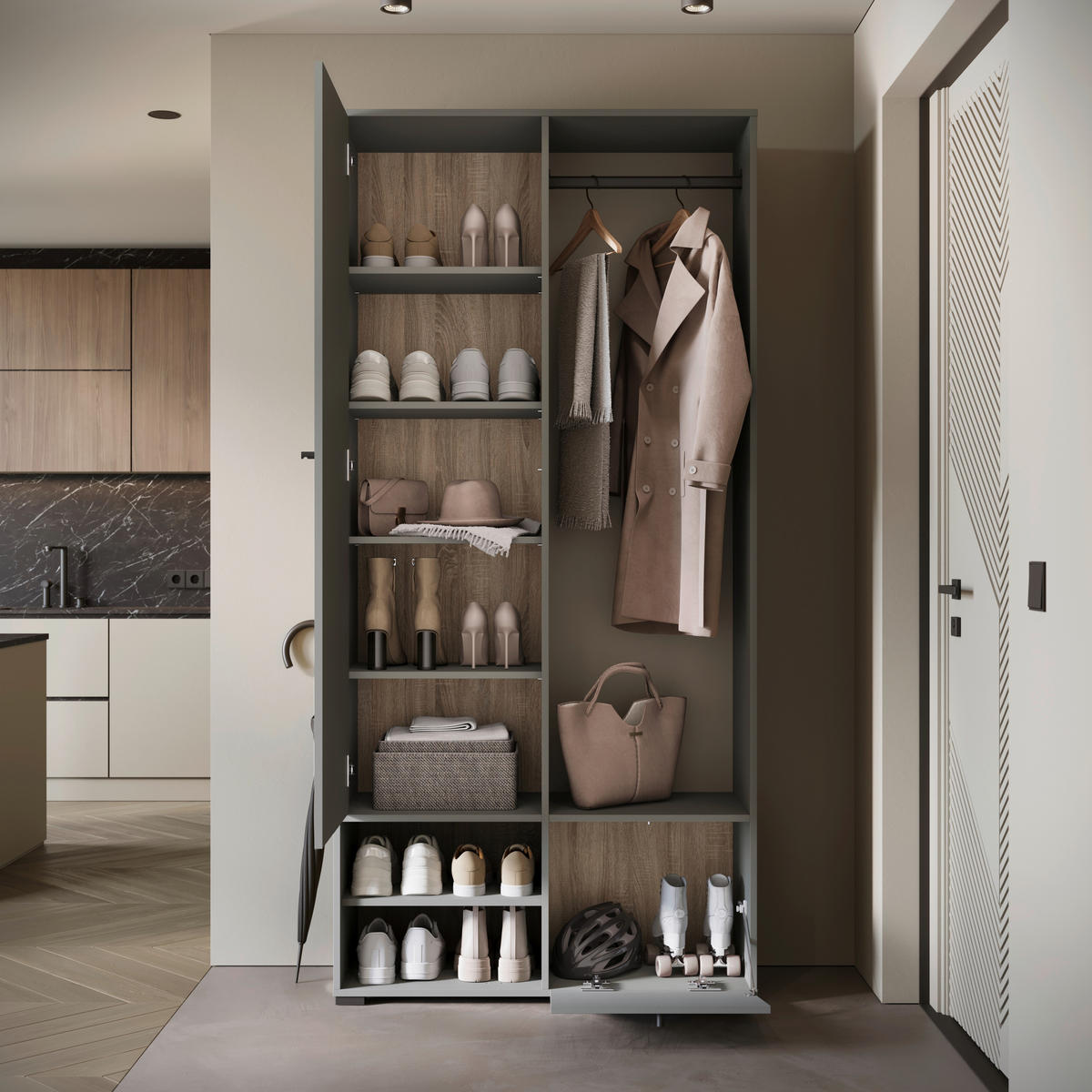 GARDEROBE  in  - Grau, Trend, Holzwerkstoff (90/190/33cm)