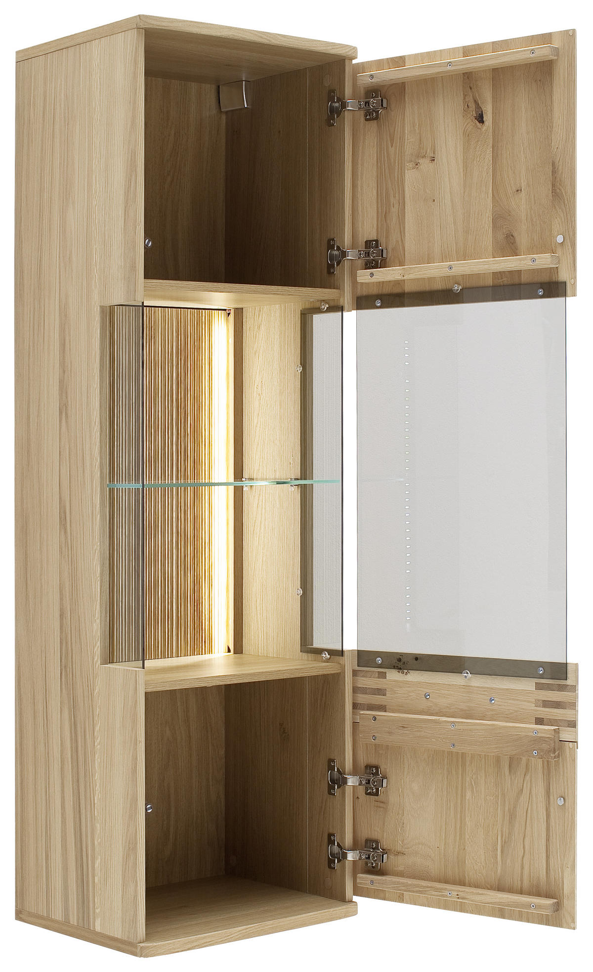 HÄNGEVITRINE in furniert, massiv Balkeneiche Eichefarben  - Eichefarben/Anthrazit, Design, Glas/Holz (45/149/37cm) - Livetastic