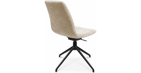STUHL  Beinauswahl, Stoffauswahl, Sitzfläche 360° drehbar Bouclé  Creme, Schwarz  - Creme/Schwarz, Design, Textil/Metall (46/81,5-84,5/55cm) - Johann Jakob