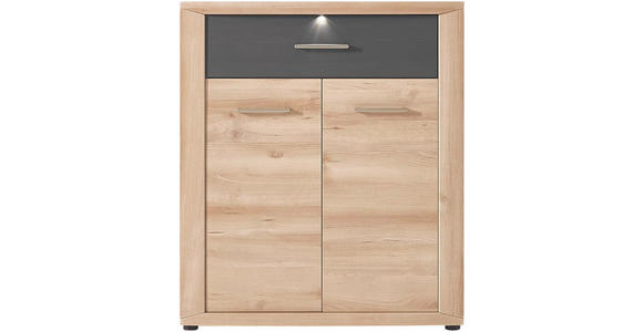 KOMMODE 90/105/42 cm - Dunkelgrau/Buchefarben, KONVENTIONELL, Holzwerkstoff/Metall (90/105/42cm) - Voleo