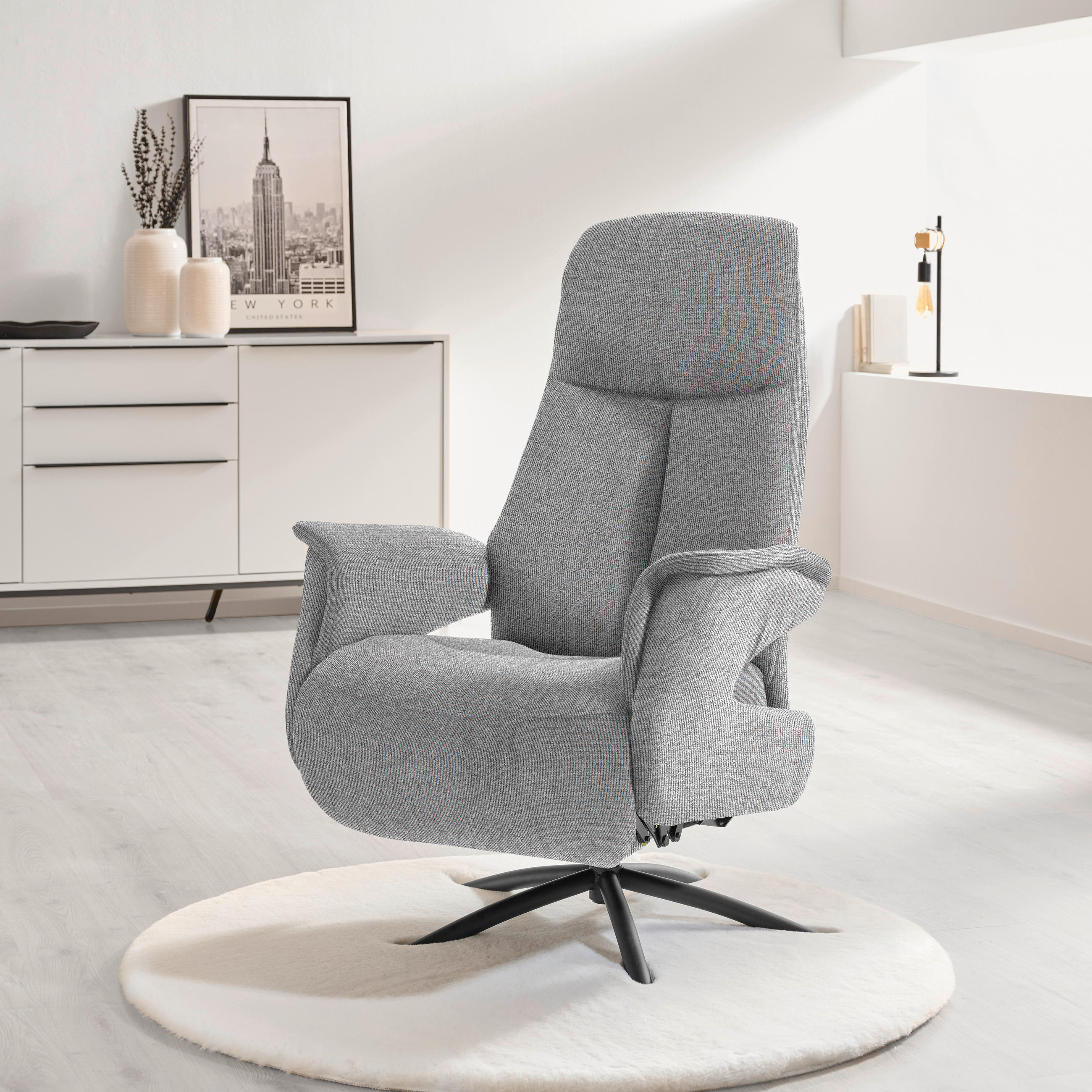 RELAXSESSEL in Textil Grau  - Schwarz/Grau, Design, Textil/Metall (73/108/86cm) - Welnova