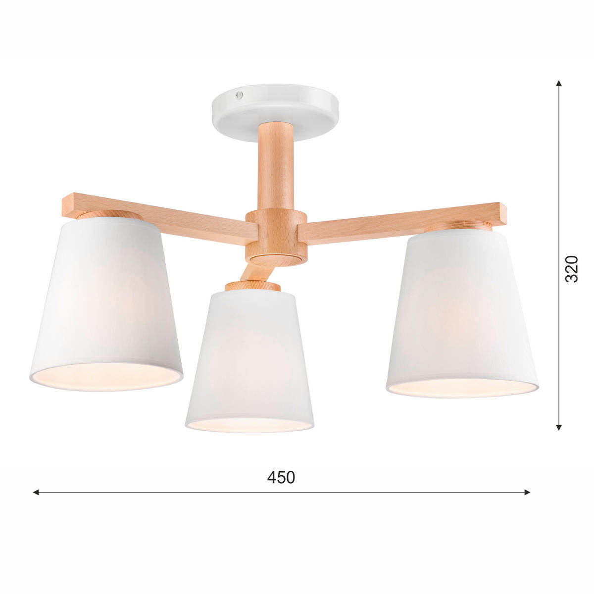 HÄNGELEUCHTE ELLIE 45/45/32 cm   - Weiß Hochglanz, Natur, Holz/Textil (45/45/32cm)