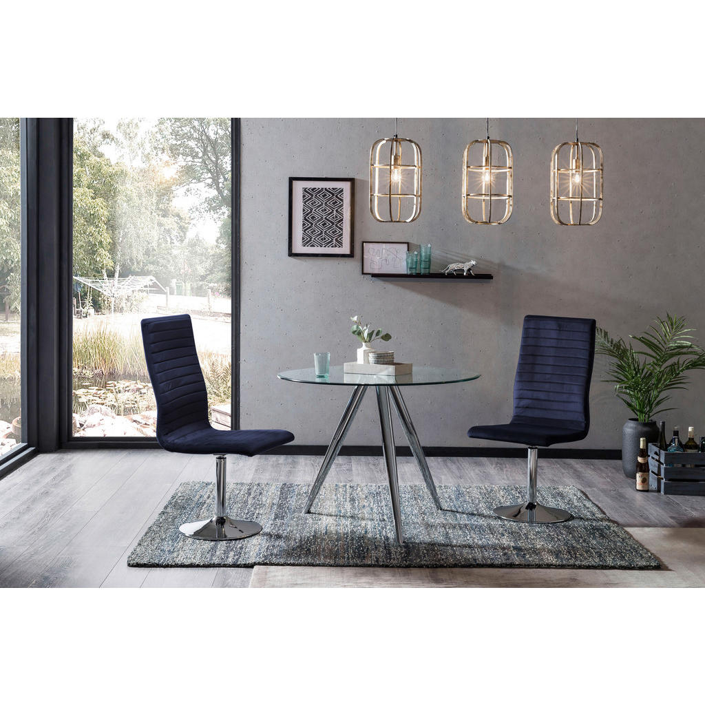 Thumbnail - Livetastic Esstisch, Klar, Chrom, Glas, rund, Stativgestell, 100x75x100 cm, Esszimmer, Tische, Esstische