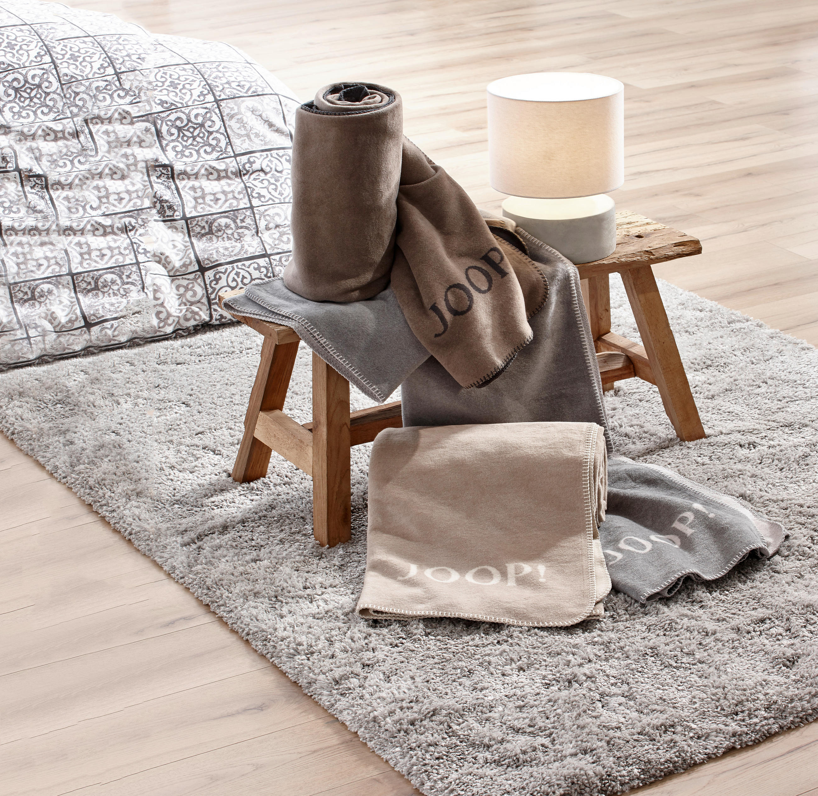 DOMÁCÍ DEKA, bavlna, 150/200 cm - antracitová/šedohnědá, Basics, textil (150/200cm) - Joop!