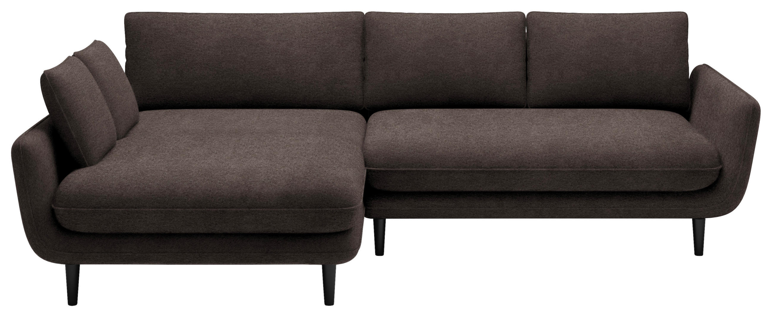 ECKSOFA in Velours Dunkelbraun  - Dunkelbraun/Schwarz, Design, Holz/Textil (167/260cm) - Welnova
