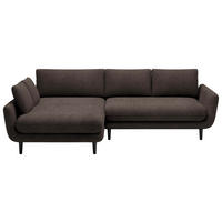 ECKSOFA in Velours Dunkelbraun  - Dunkelbraun/Schwarz, Design, Holz/Textil (167/260cm) - Welnova