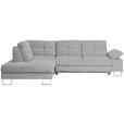 ECKSOFA in Flachgewebe Hellgrau  - Hellgrau, Design, Textil/Metall (229/296cm) - Novel