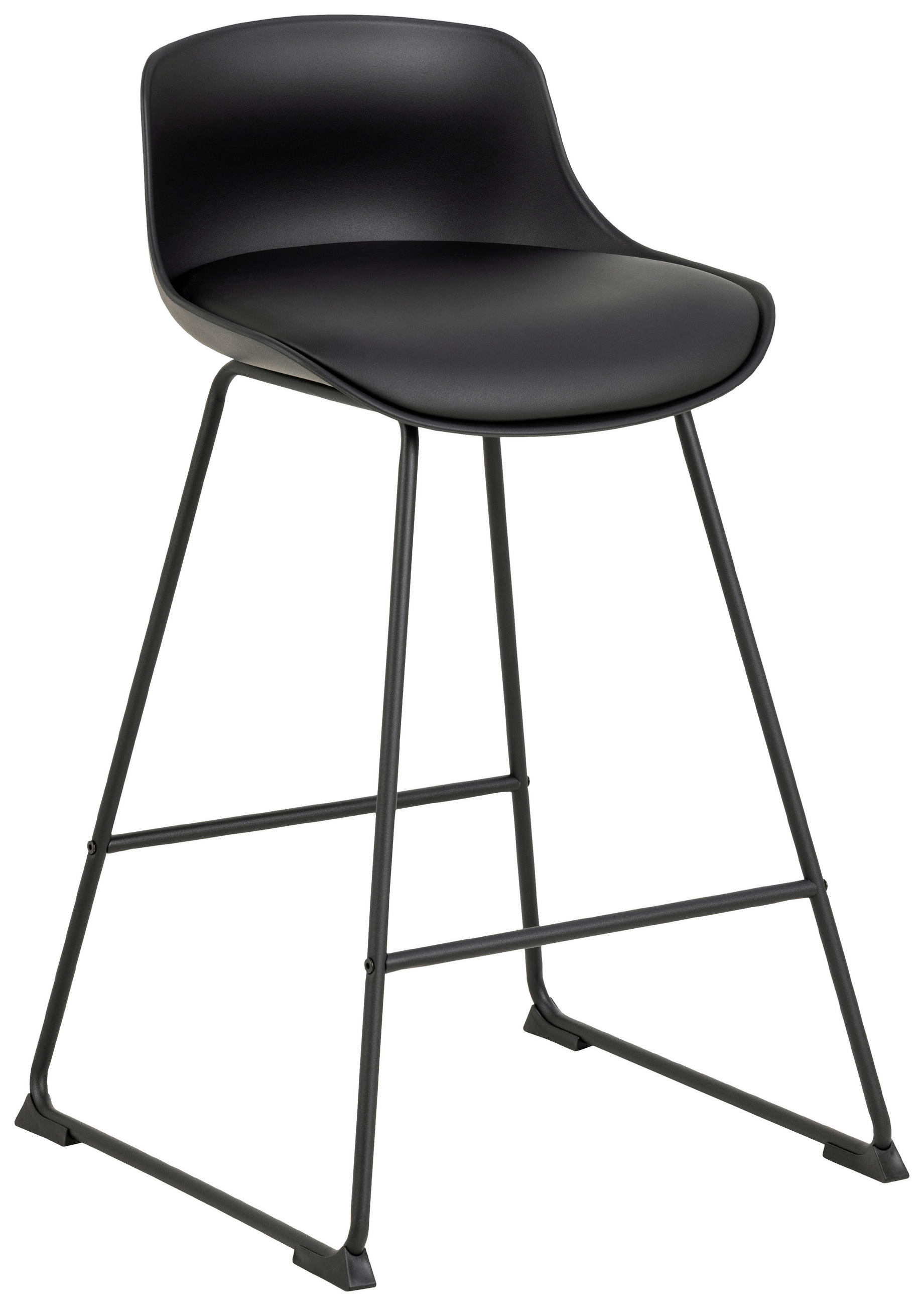 BARHOCKER Lederlook (vegan) Schwarz  - Schwarz, MODERN, Textil/Metall (50/84/49cm) - MID.YOU