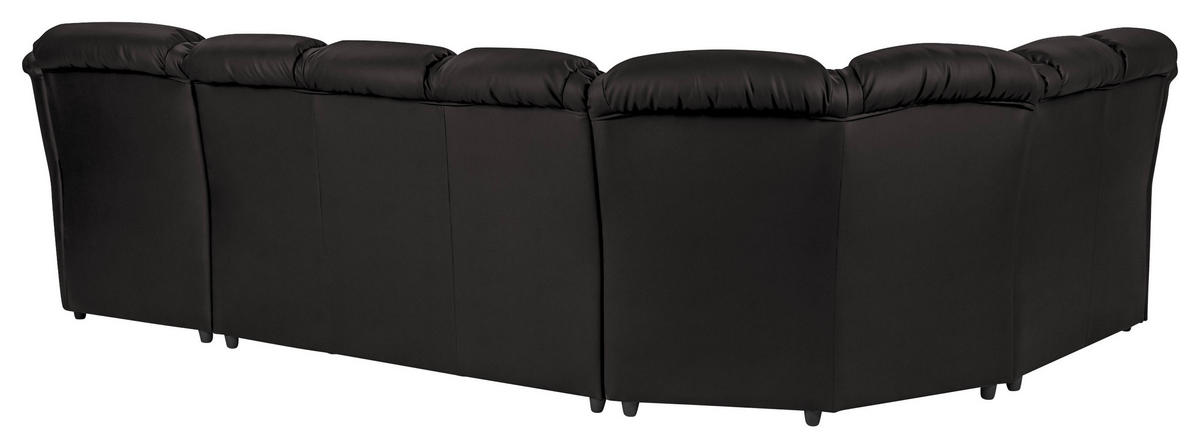 WOHNLANDSCHAFT Schwarz Lederlook  - Schwarz, KONVENTIONELL, Kunststoff/Textil (216/333/165cm) - Livetastic