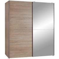 OMARA Z DRSNIMI VRATI, prozorno, barve hrasta  - barve hrasta/barve aluminija, Design, steklo (170/195/59cm) - P & B