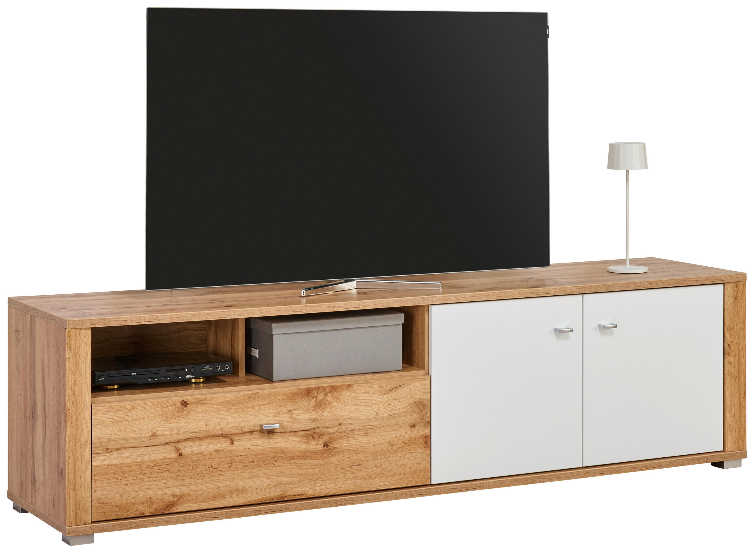 LOWBOARD  193/53/44 cm  - Chromfarben/Eichefarben, KONVENTIONELL, Holzwerkstoff/Kunststoff (193/53/44cm) - Ti'me
