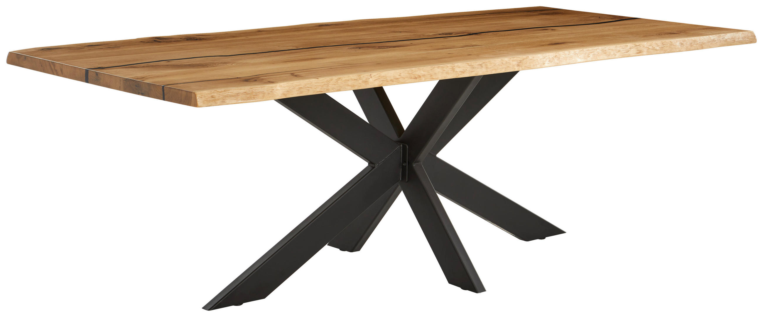 ESSTISCH 180/100/76 cm Echtholz  Holz rechteckig Eichefarben  - Eichefarben/Schwarz, Design, Holz/Metall (180/100/76cm) - Linea Natura