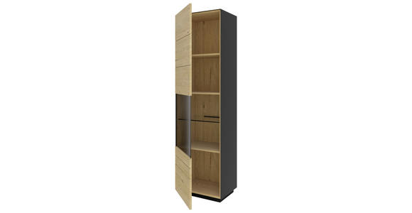 VITRINE in massiv Wildeiche Anthrazit, Wildeiche - Wildeiche/Anthrazit, Natur, Glas/Holz (56/200/40cm) - Dieter Knoll